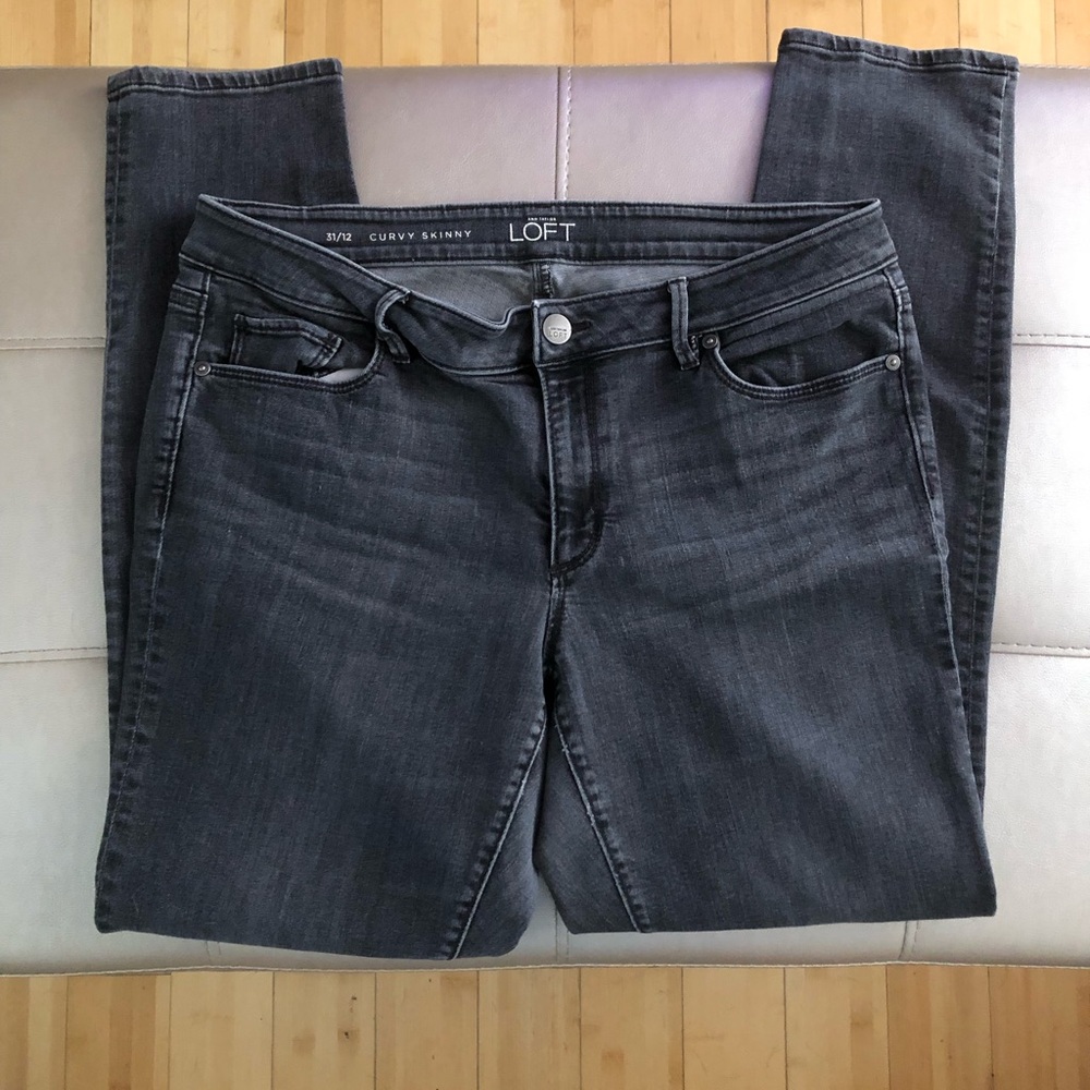 LOFT Sz 31/12 Curvy Skinny Black Denim Jeans